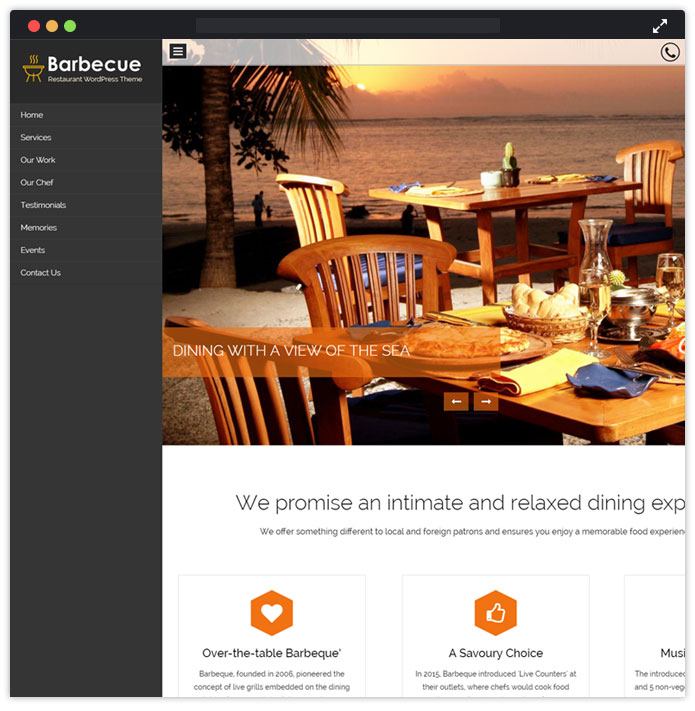 Barbecue Top Bar Pub Tavern WordPress Themes InkThemes