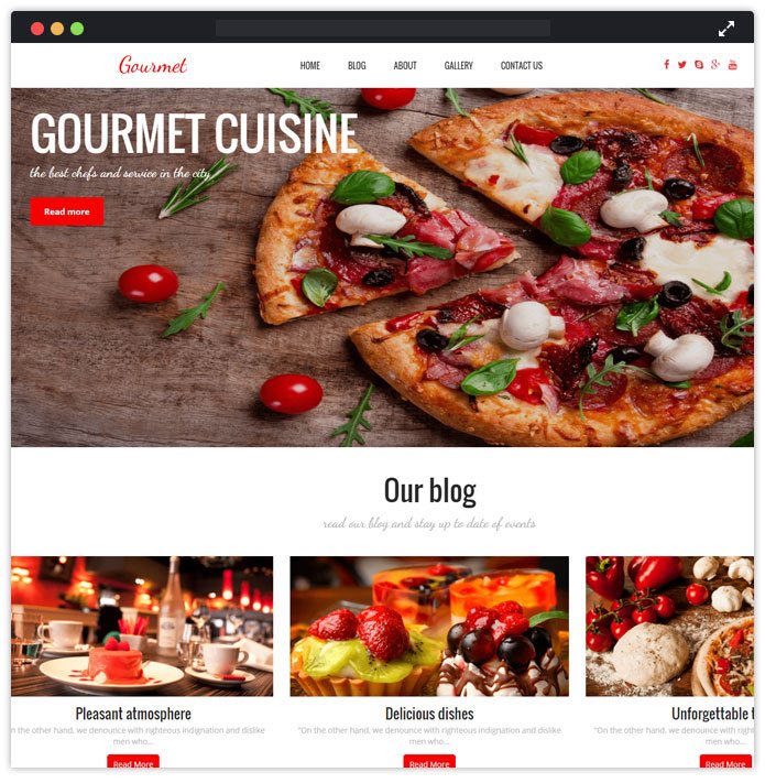 Gourmet Top Bar Pub Tavern WordPress Themes InkThemes