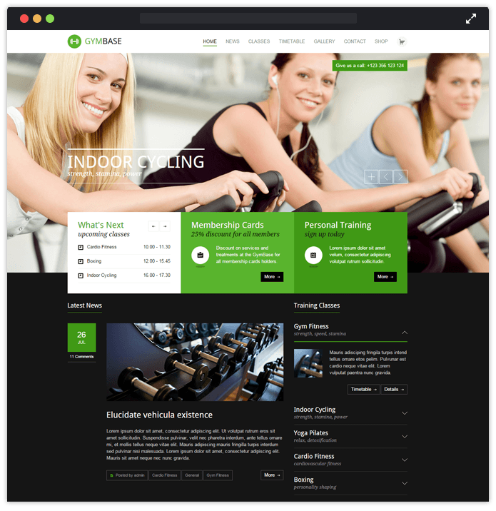 GymBase WordPress Theme