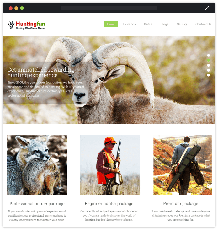 Hunting Fun Sports WordPress Theme