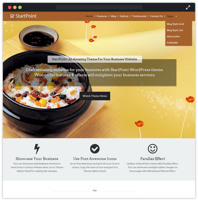 StartPoint Top Bar Pub Tavern WordPress Themes InkThemes