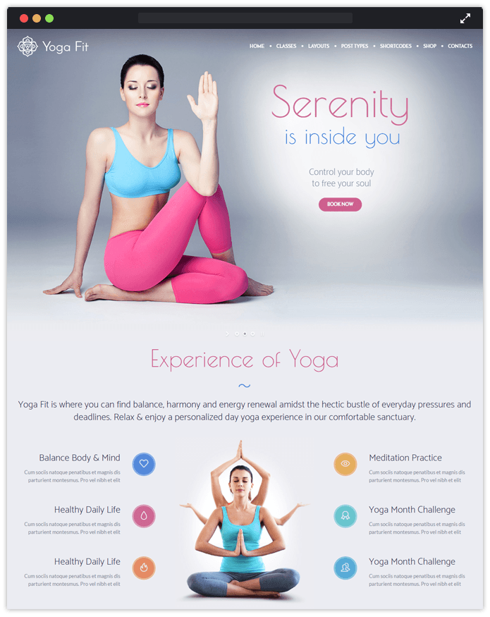 YogaFit WordPress Theme