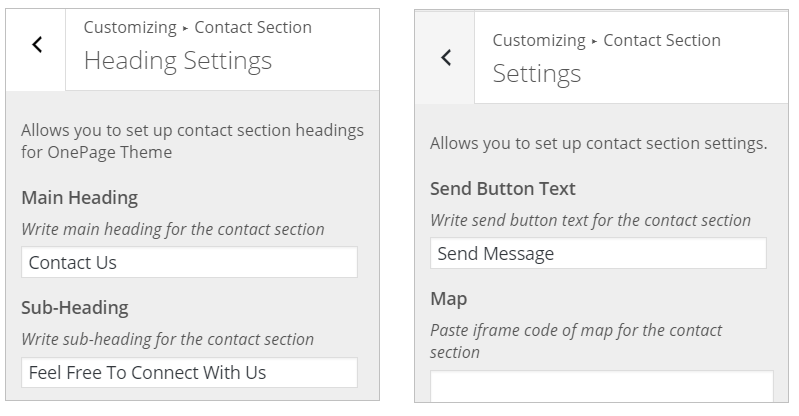 WordPress Contact Section InkThemes