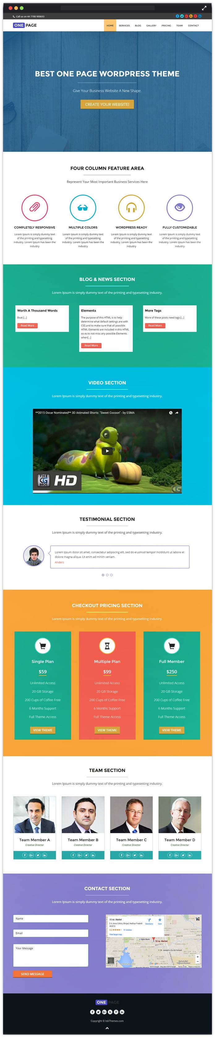 Ceate Website One-Page WordPress Theme InkThemes