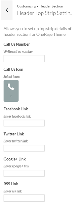 Header Top Strip Settings InkThemes