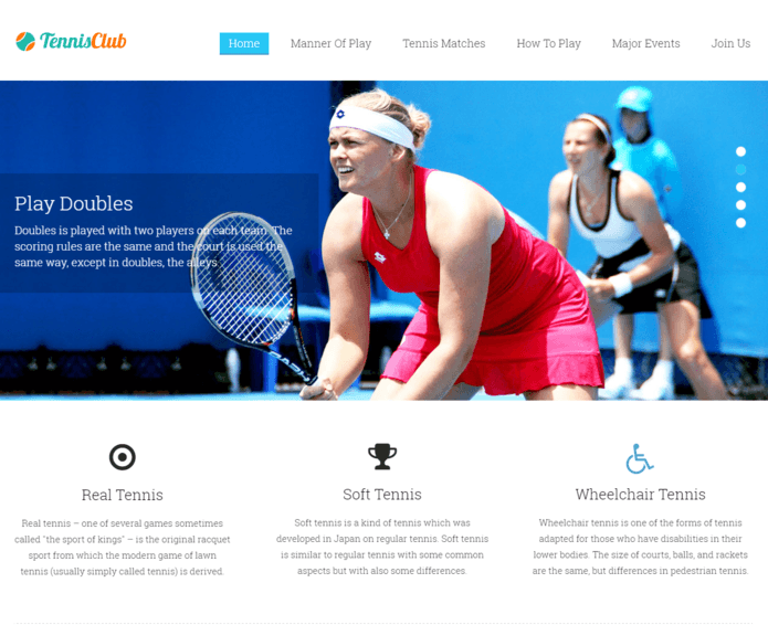 tennis club wp theme