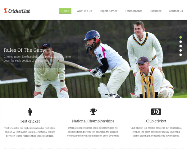 cricket club wp theme