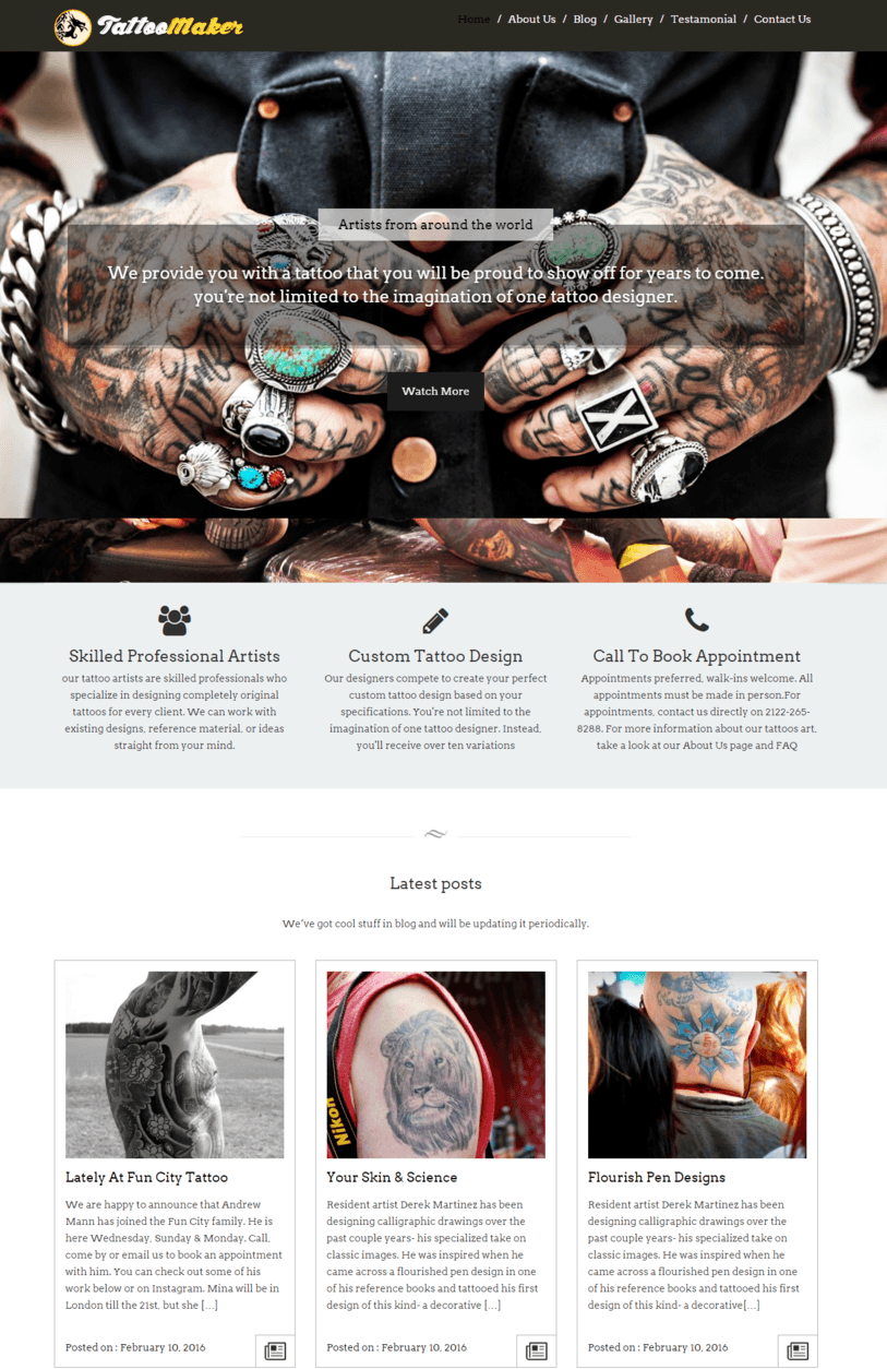 Tattoo Maker – The Tattoo WordPress Theme