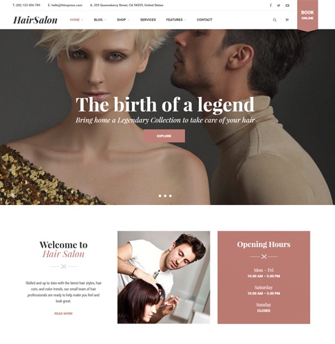 hair salon wp theme