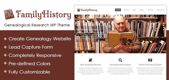 genealogical research wordpress theme