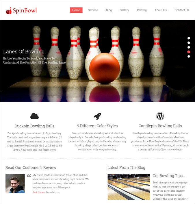 Bowling Center WordPress Theme