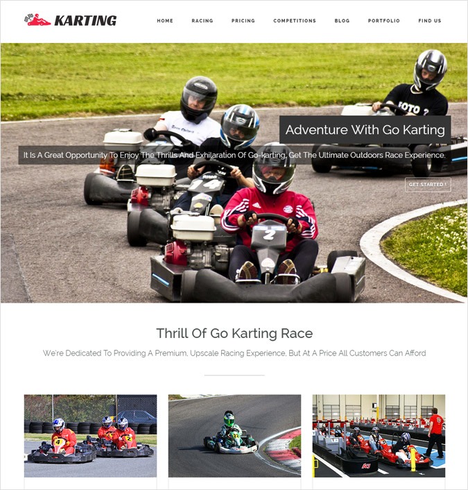 Go Kart Racing WordPress Theme