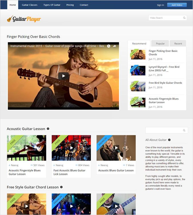 Guitar WP theme