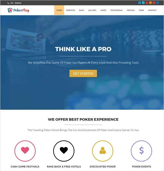 Travelling Poker School WordPress Theme