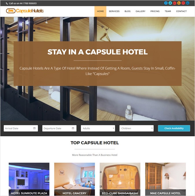 Capsule Hotels WordPress Theme