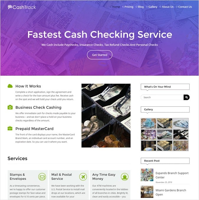 Cash Checking Company WordPress Theme