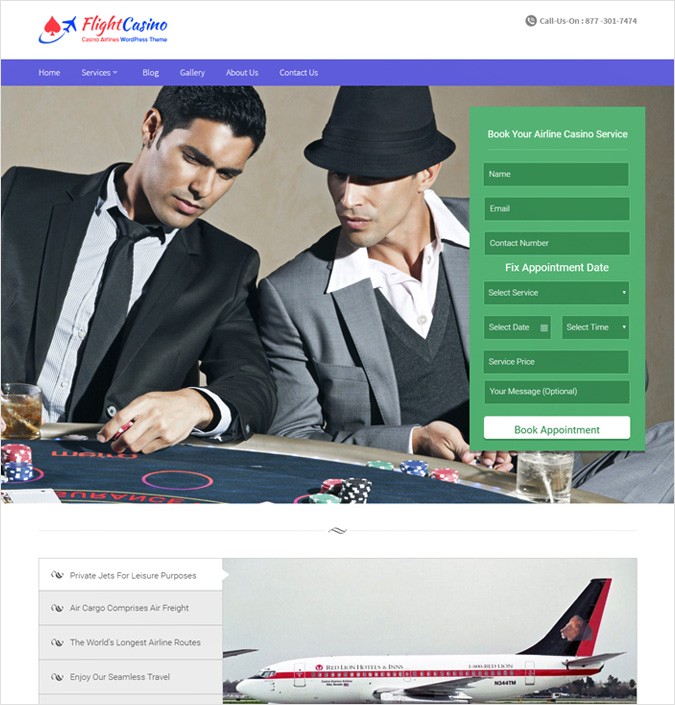 Casino Airlines WordPress Theme