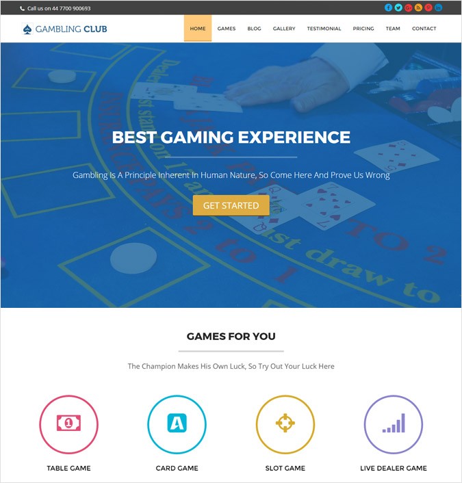 Casino Club & Hotel WordPress Theme