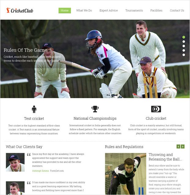 CricketClub WP theme