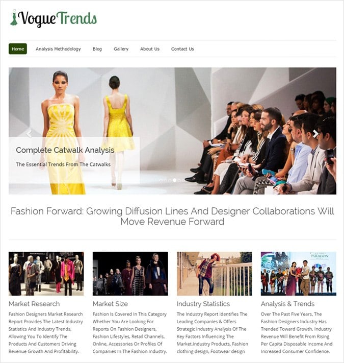 Fashion Industry Analysis WordPress Theme