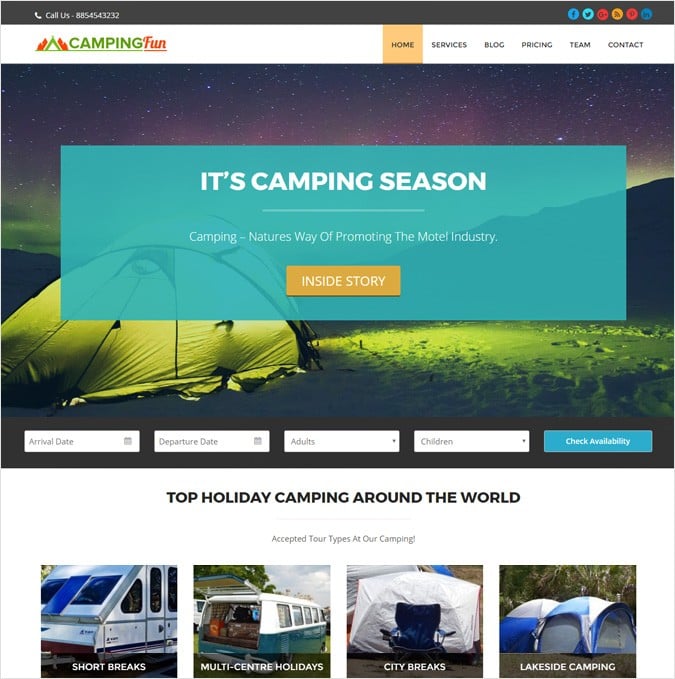 Holiday Camping WordPress Theme