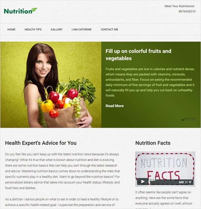 Nutrition WP theme