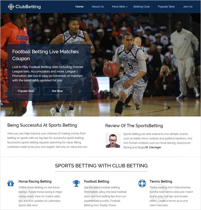 Sports Betting Club WordPress Theme