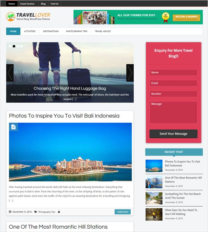 TravelLover WP theme