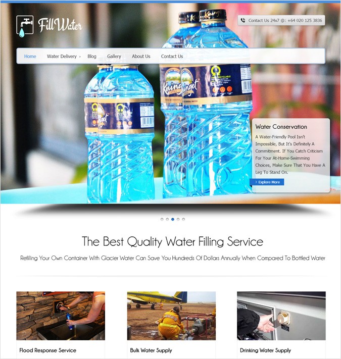 Water Filling Service WordPress Theme