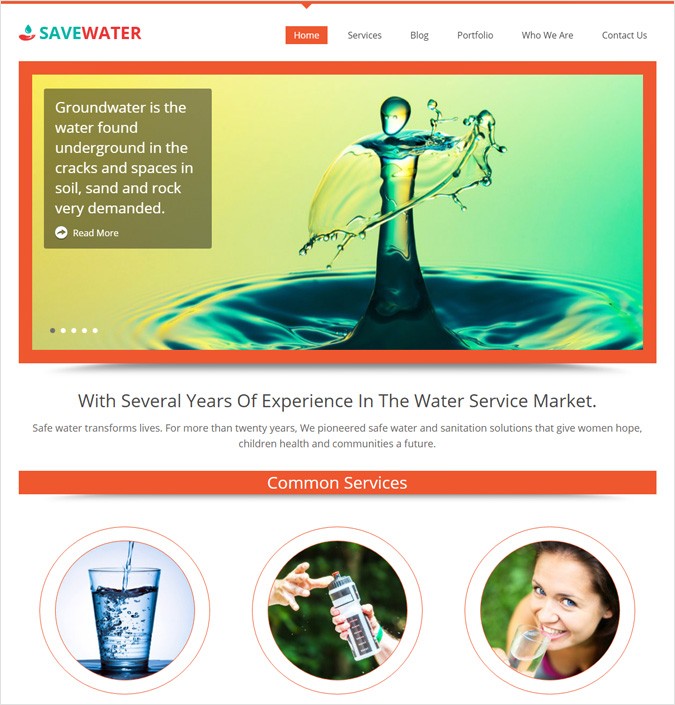 Water Service WordPress Theme