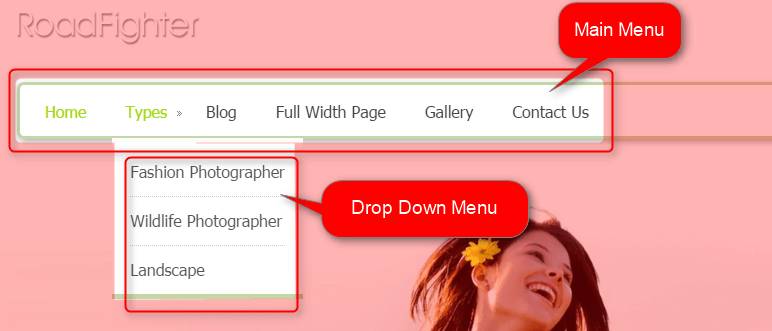 Fronpage Menu & drop down