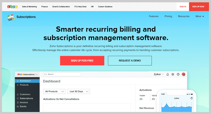 Subscription Management Provider by Zoho Subscriptions