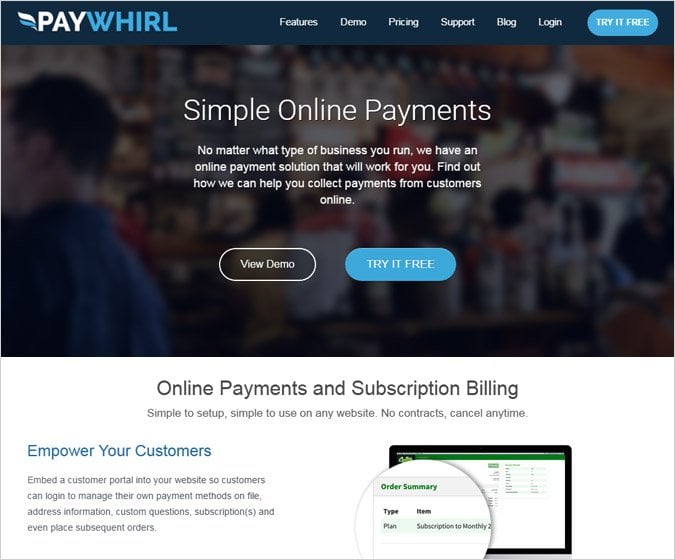 PayWhirl Best Recurring Billing API Tool