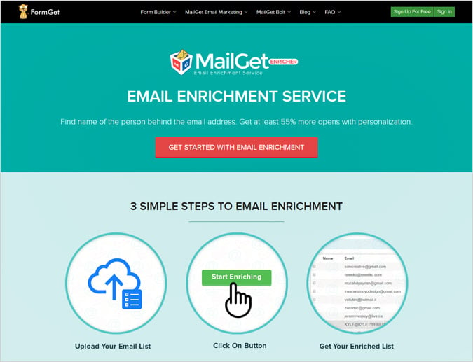 MailGet Enricher Free Social Profile Search Tools