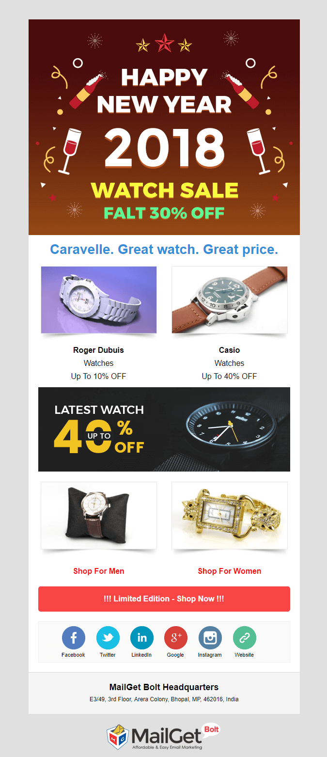 SmartWatch New Year email templates