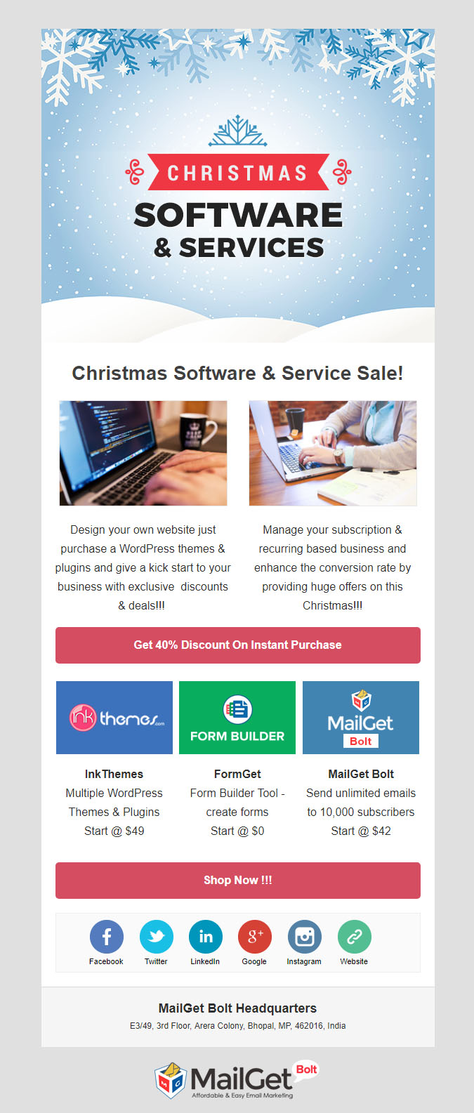 Software & Services Christmas Email Templates