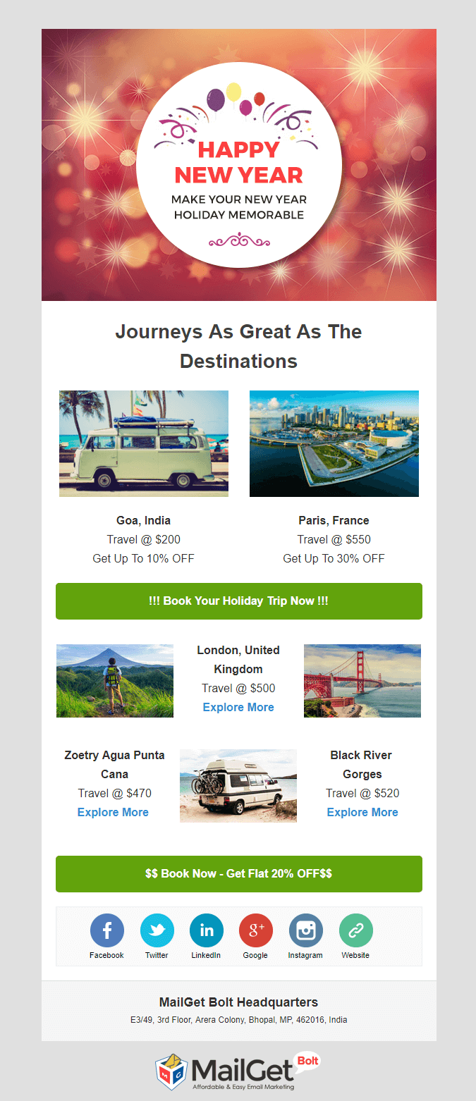 tour & travel New Year email templates