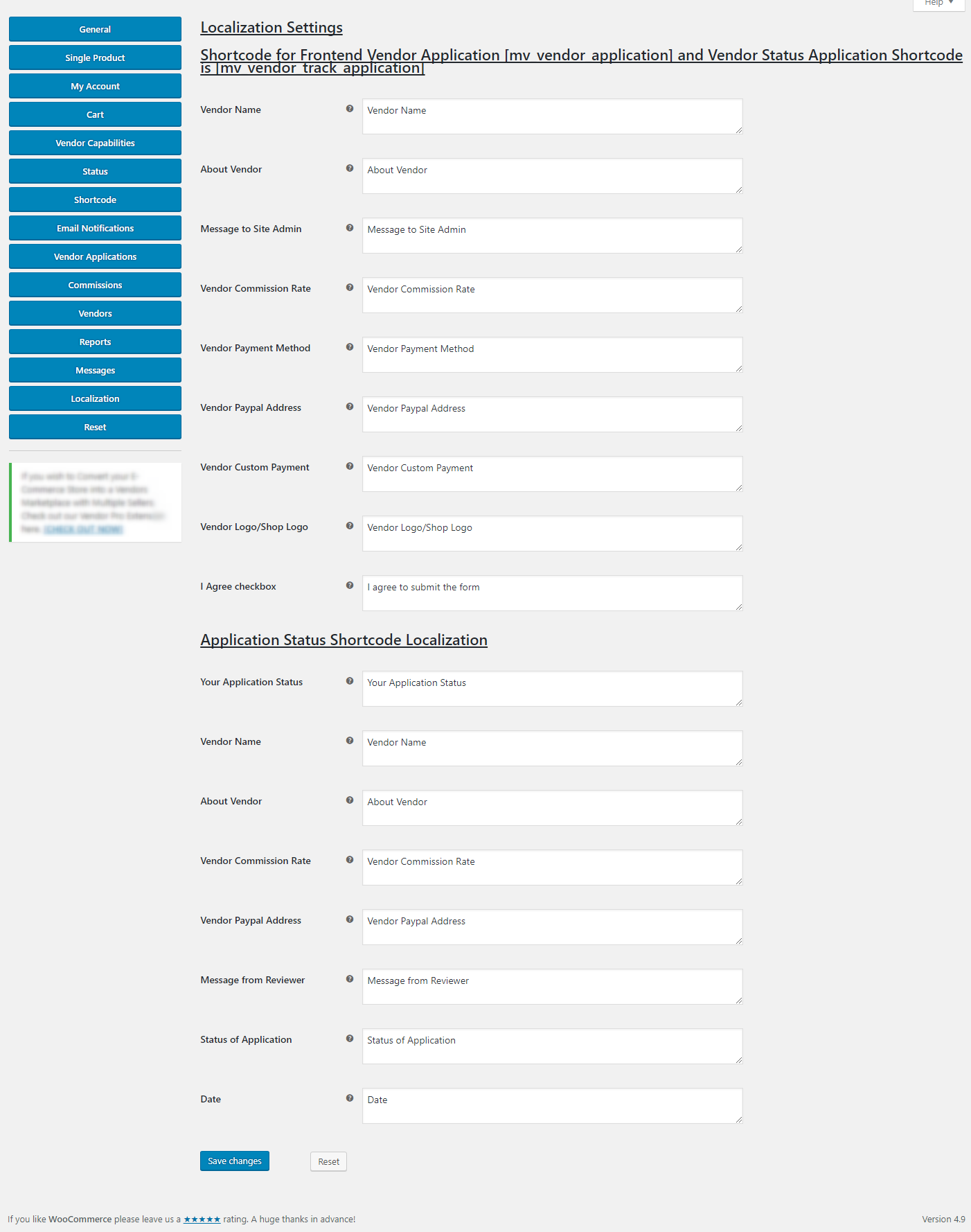 Localization Setting