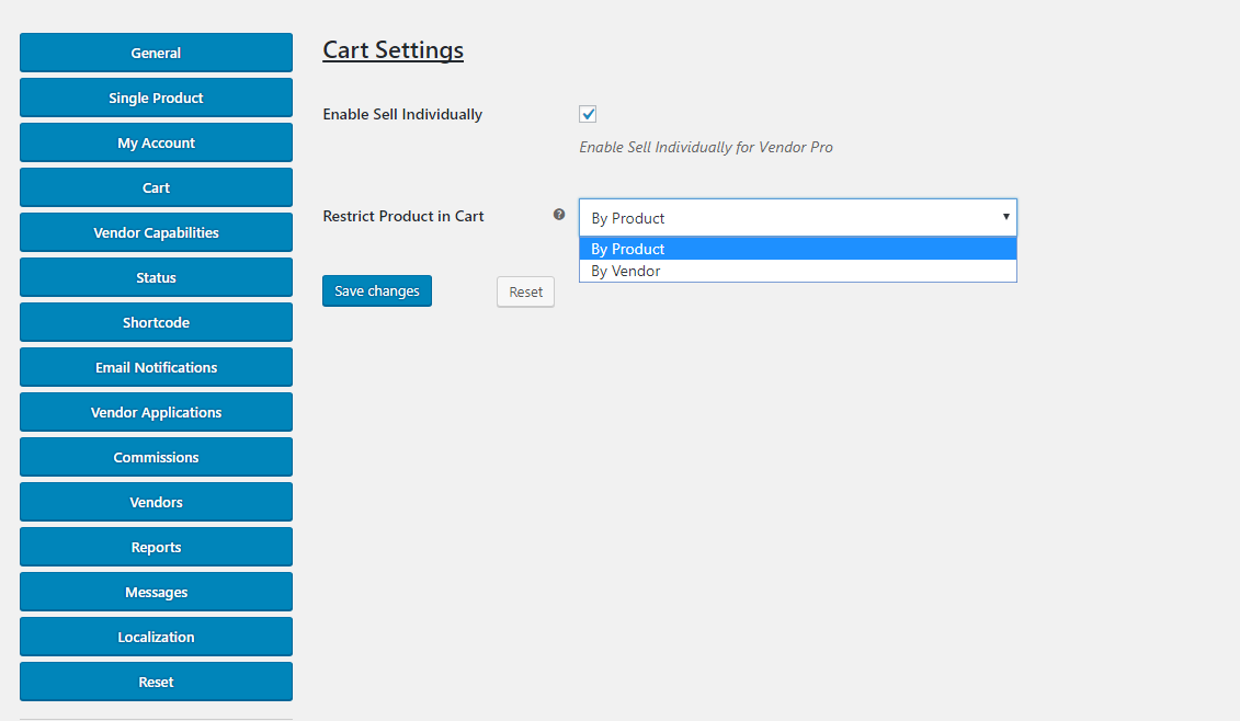 My Cart Settings