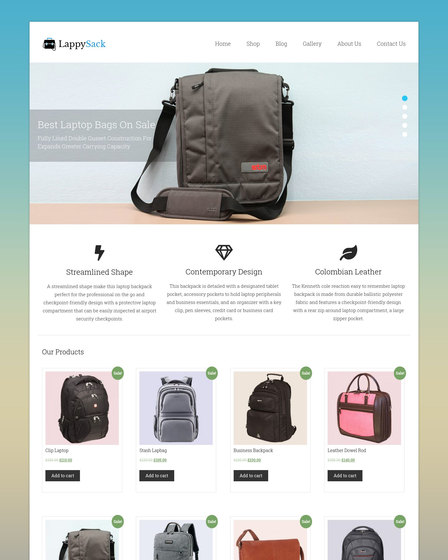Lappy Sack Laptop Bags Sale Ecommerce WordPress Theme InkThemes