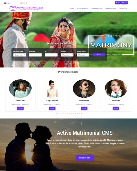 Active Matrimonial CMS PHP Script