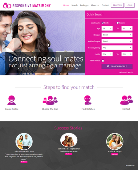 Feature Image-Responsive Matrimonial PHP Script