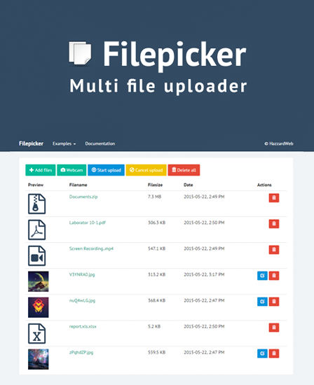 Filepicker - Multi File Uploader PHP Script