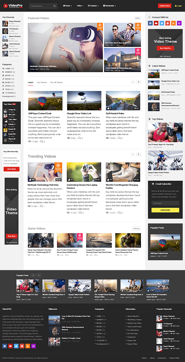 VideoPro Responsive Video WordPress Theme InkThemes