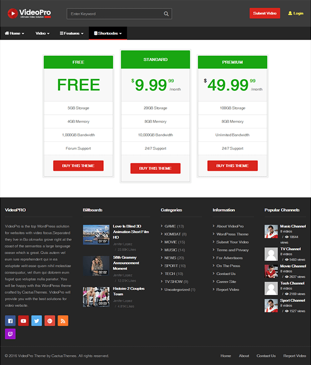 VideoPro Responsive Video WordPress Theme InkThemes