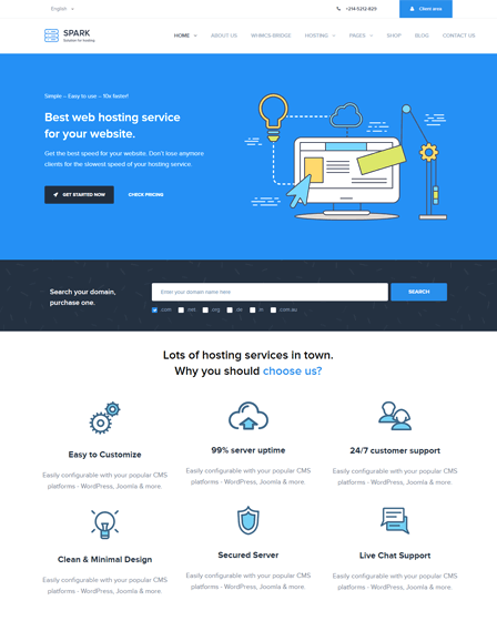 Spark - WHMCS Hosting WordPress Theme