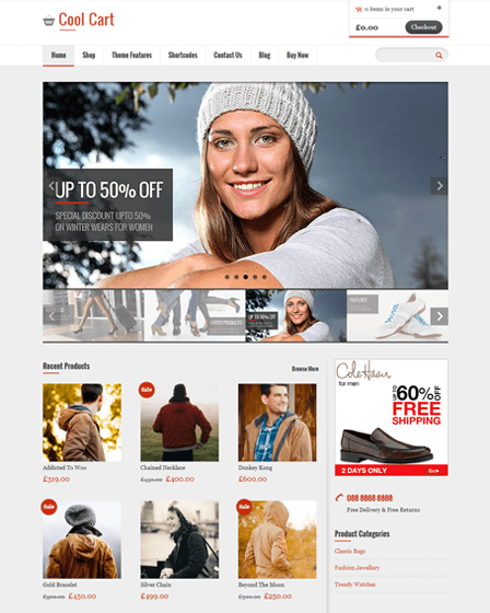 CoolCart online store WordPress theme