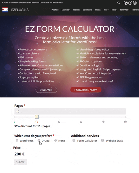 ez-form calculator WordPress Plugin