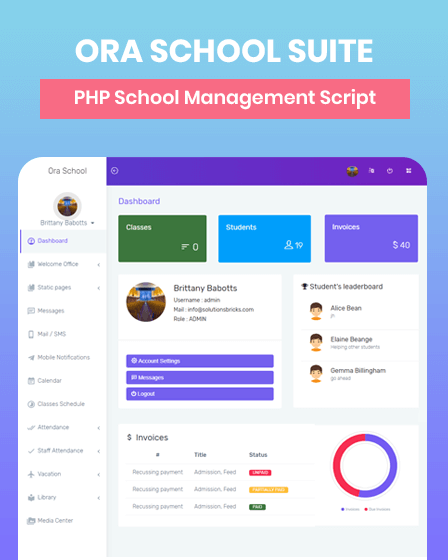 php school management script