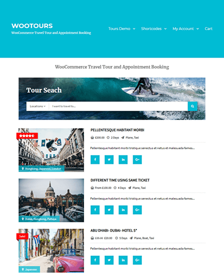 WooTour - travel booking wordpress plugin